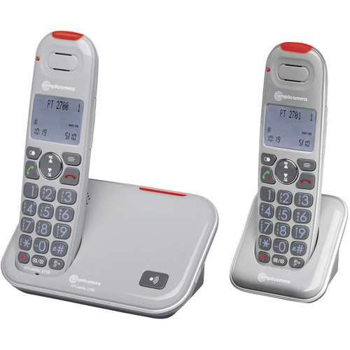 Amplicomms PowerTel 2702 Schnurloses Seniorentelefon LC-Display Grau