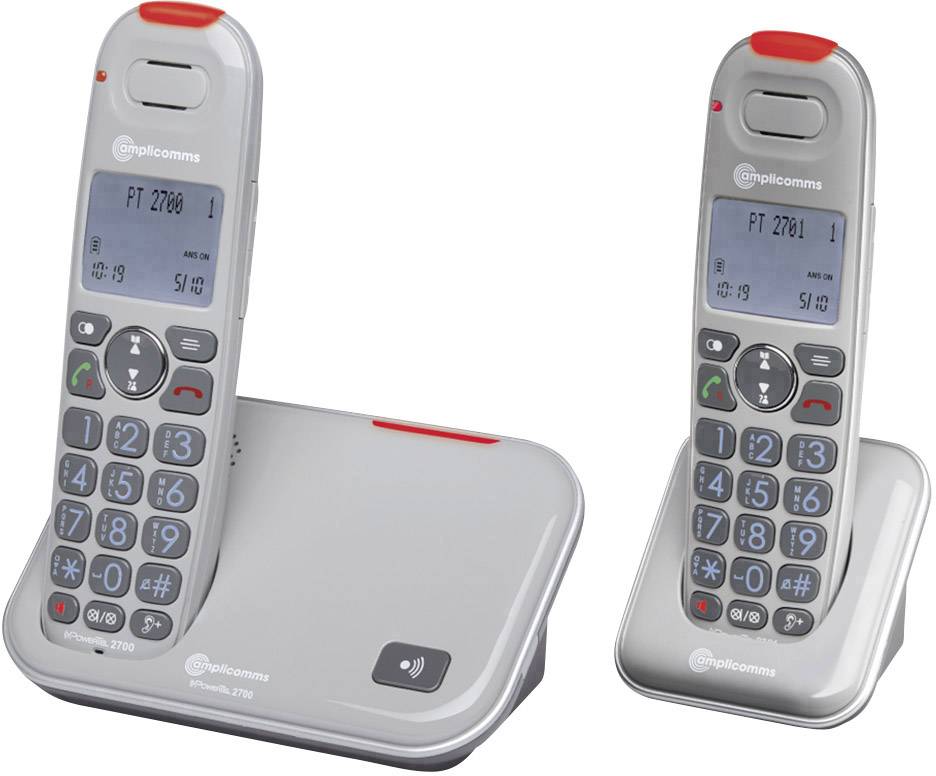 Amplicomms PowerTel 2702 Schnurloses Seniorentelefon LC-Display Grau