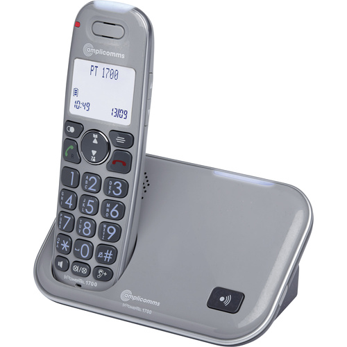 Amplicomms PowerTel 1700 Schnurloses Seniorentelefon LC-Display Punktmatrix Mono Grau