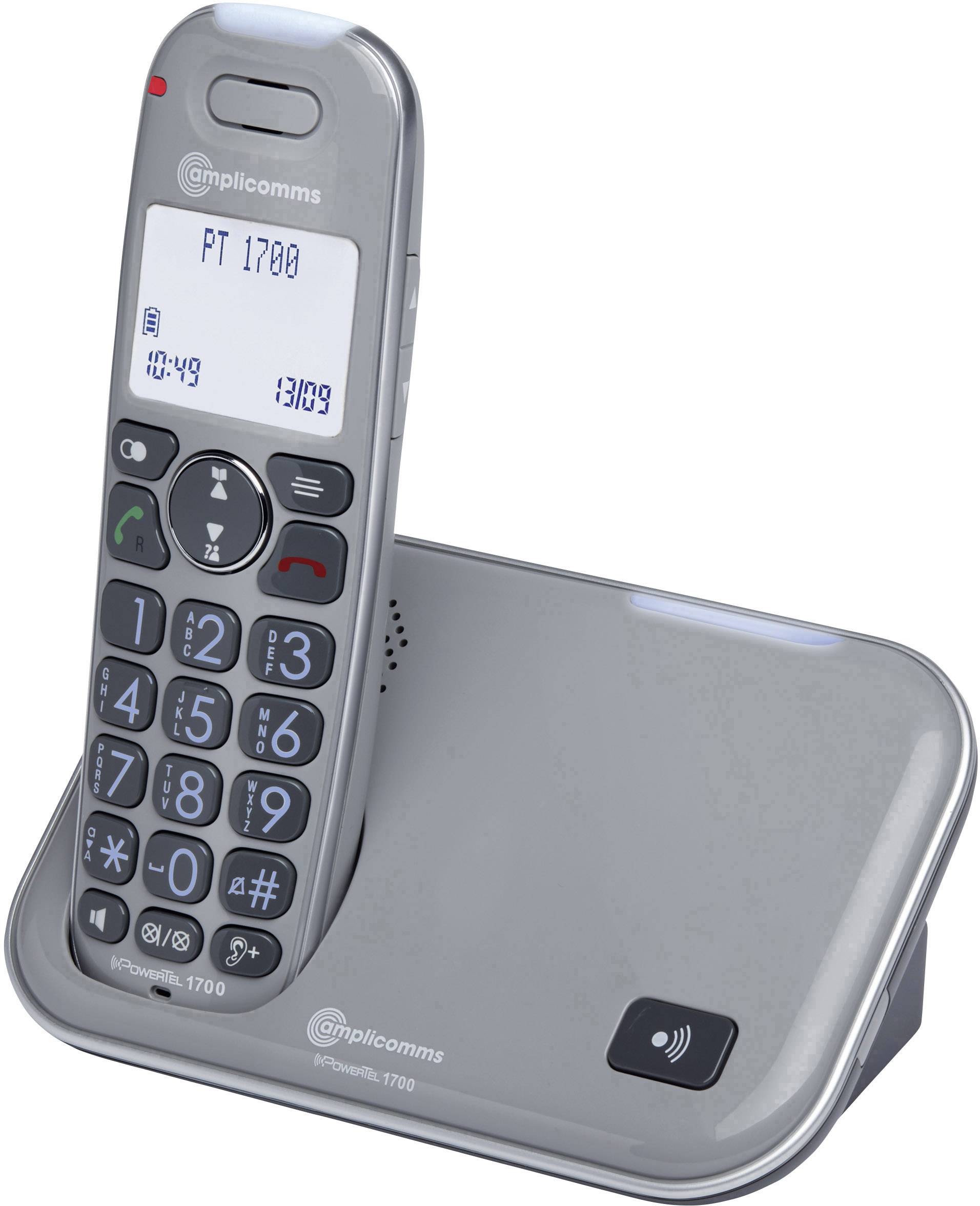 Amplicomms PowerTel 1700 Schnurloses Seniorentelefon LC-Display Punktmatrix Mono Grau