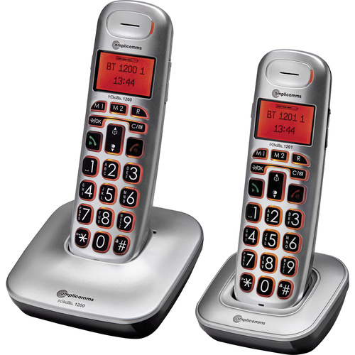 Téléphone sans fil pour séniors Amplicomms BigTel 1202 écran LCD mono à matrice gris