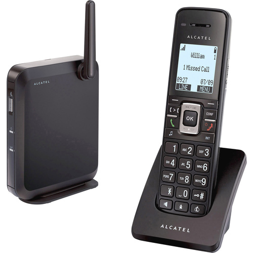 Alcatel P DECT Repeater Schnurloses Telefon VoIP Beleuchtetes Display Schwarz