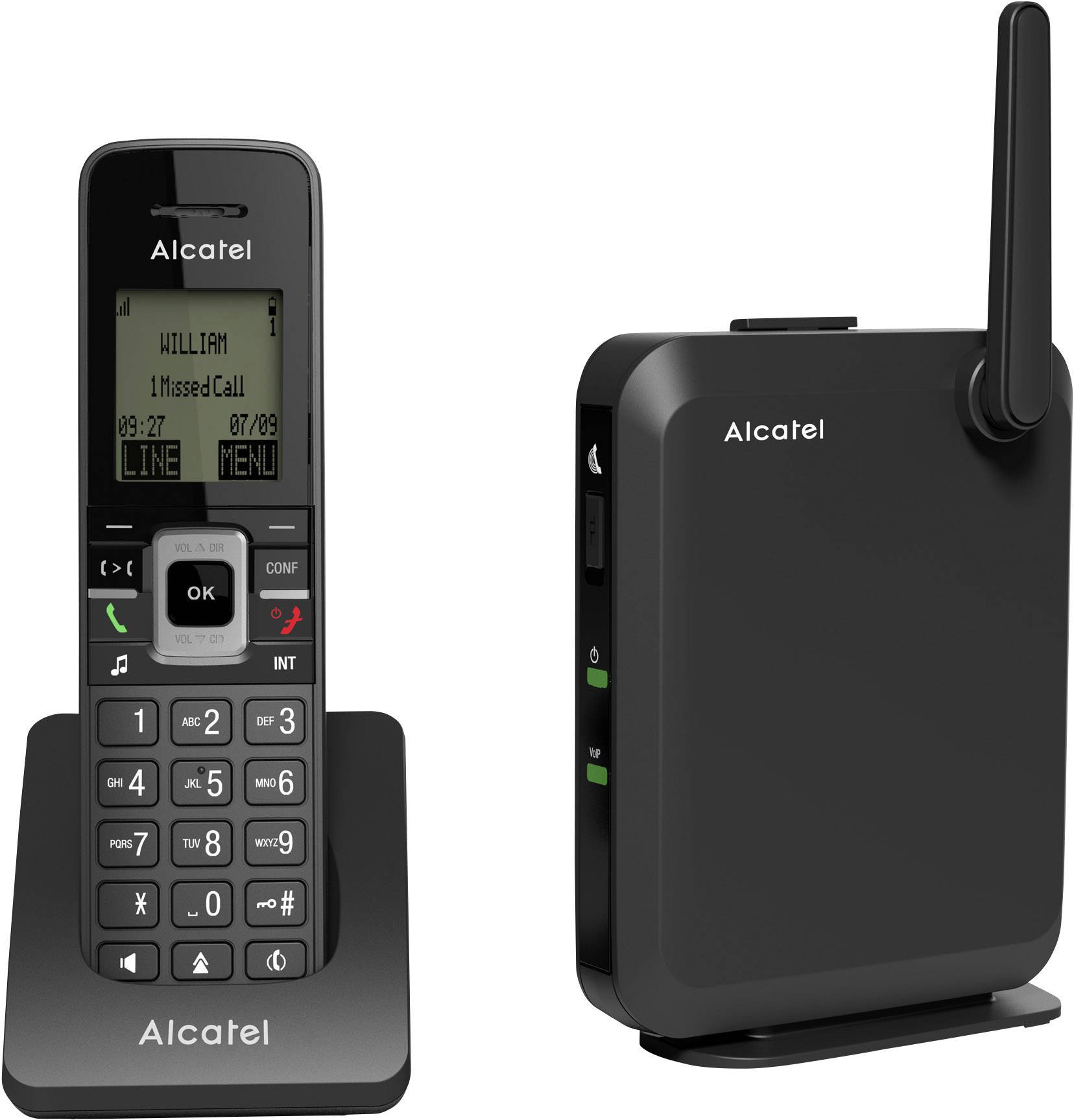 Alcatel P DECT Repeater Schnurloses Telefon VoIP Beleuchtetes Display Schwarz