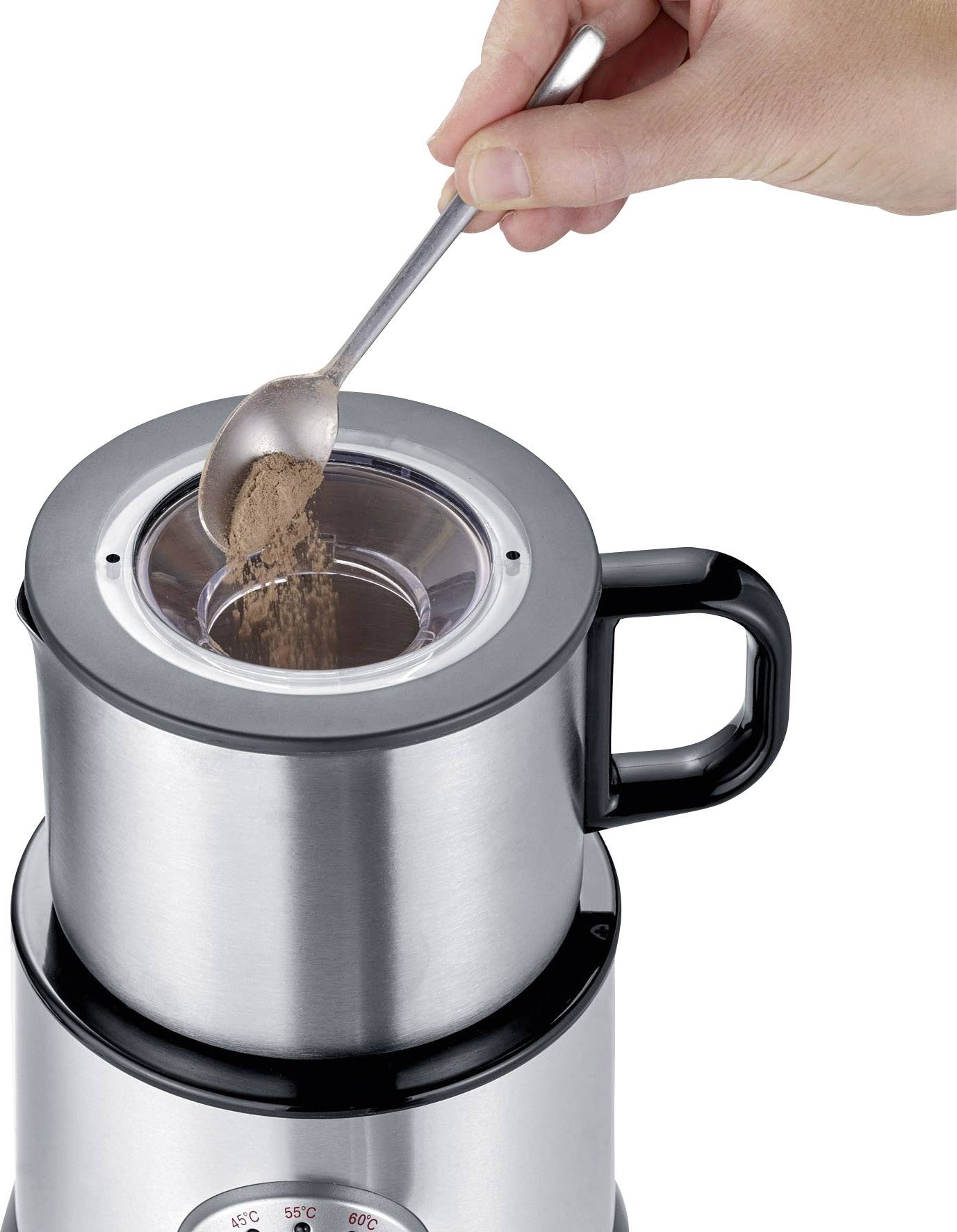 Severin SM 3583 Induktions-Milchaufschäumer Edelstahl (gebürstet), Schwarz 500 W