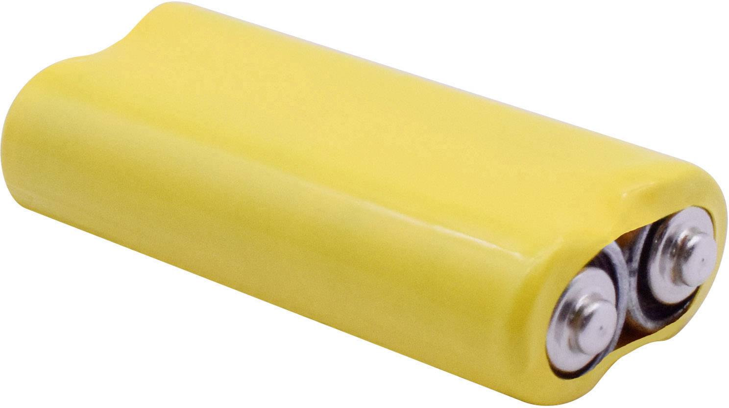 Gelber Akkupack mit zwei sichtbaren Polen.
