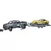 Bruder PKW Modell Dodge RAM 2500 mit Hänger und Roadster Fertigmodell PKW Modell Bruder PKW Modell Dodge RAM 2500 mit Hänger und Roadster Fertigmodell PKW Modell
