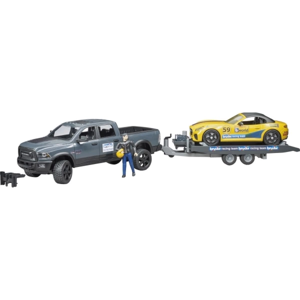 Bruder PKW Modell Dodge RAM 2500 mit Hänger und Roadster Fertigmodell PKW Modell Bruder PKW Modell Dodge RAM 2500 mit Hänger und Roadster Fertigmodell PKW Modell
