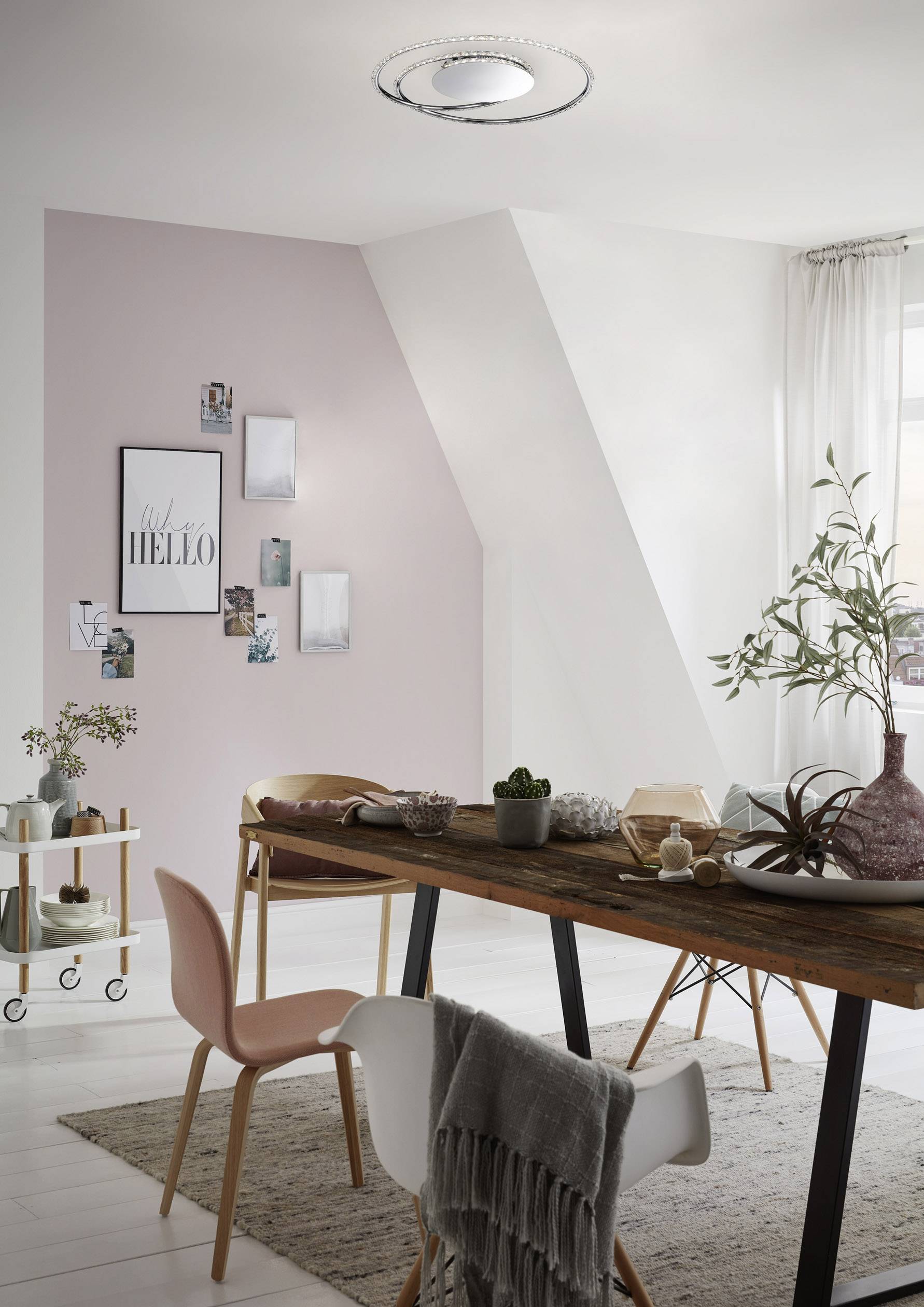 WOFI OPUS 9422.01.01.6450 LED-Deckenleuchte Chrom 24W Warmweiß Dimmbar