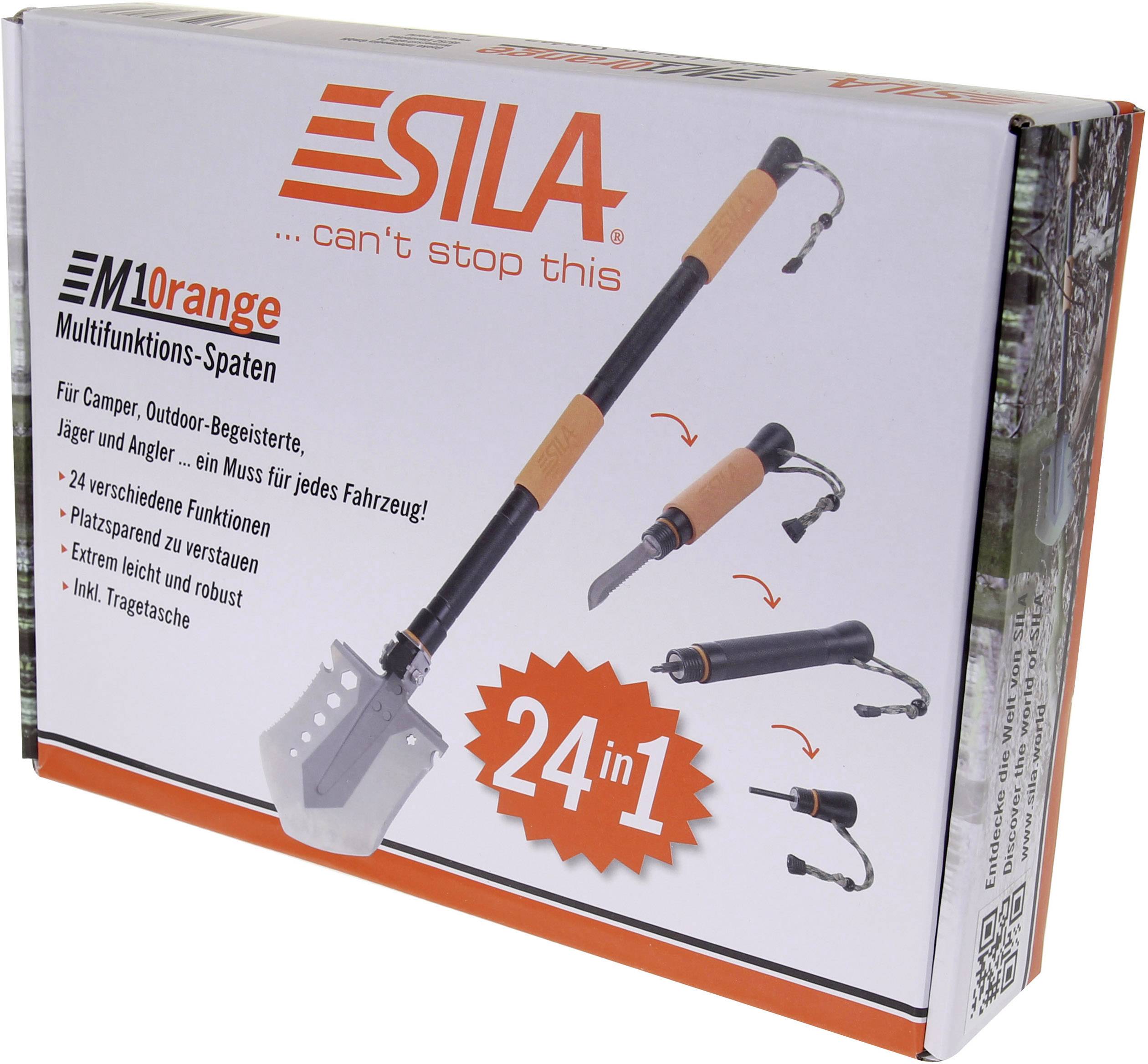 SILA M1Orange 306028 Spaten mit Säge, mit Tasche, mit Sägekante, mit Bit-Halter, mit Feuerstarter, mit Klinge