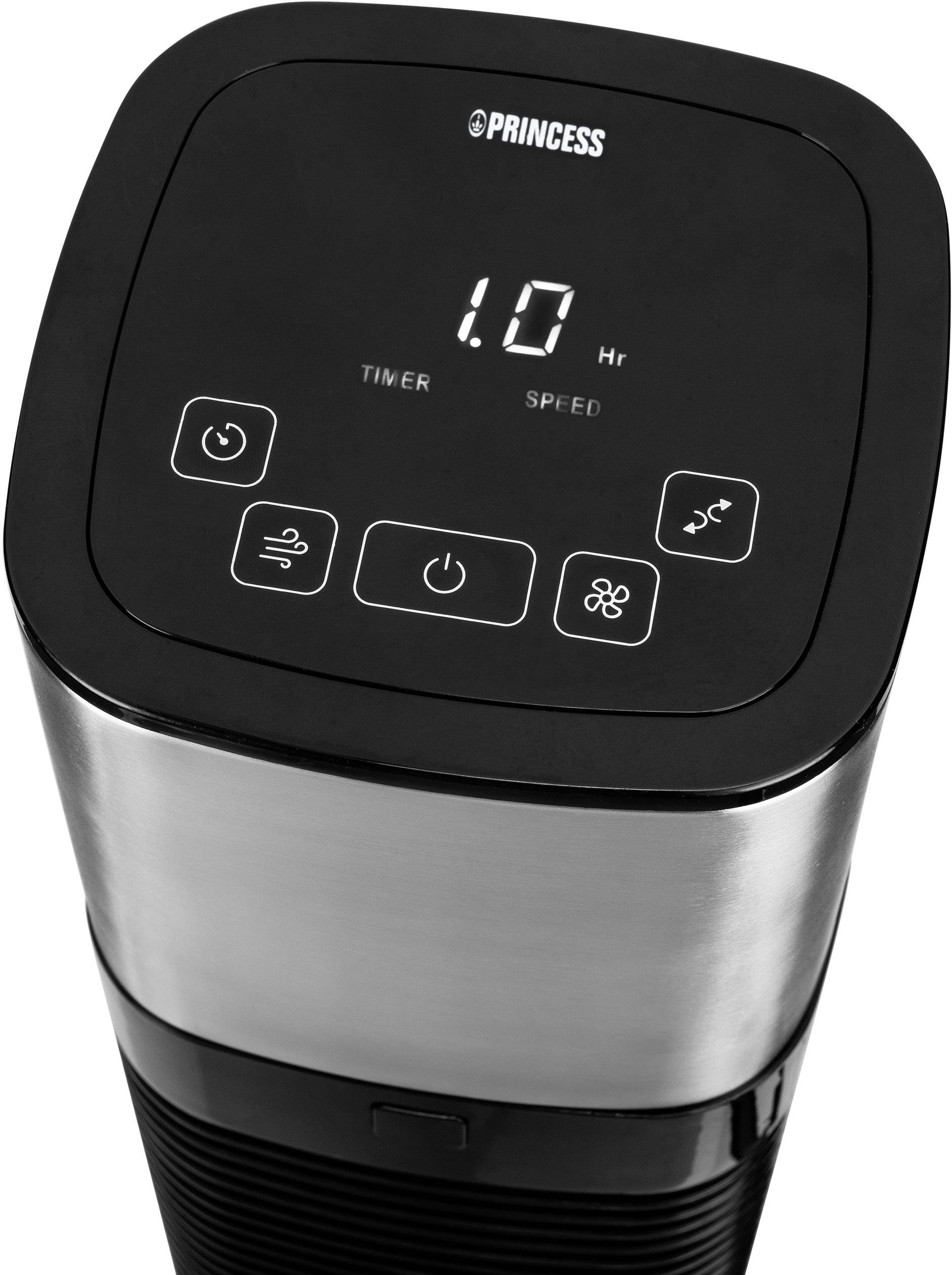 Princess Turmventilator 50 W (L x B x H) 14.7 x 29.5 x 103 cm Schwarz, Silber