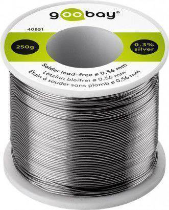Goobay 40851 Lötzinn bleifrei ø 0,56 mm Lötdraht Flussmittel / 0,3 % Silber / 217 °C Schmelzpunkt bleifreies Löten 250g