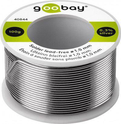 Goobay 40844 Lötzinn bleifrei ø 1mm Lötdraht Flussmittel / 0,3 % Silber / 217 °C Schmelzpunkt / bleifrei Löten Zinn 100g