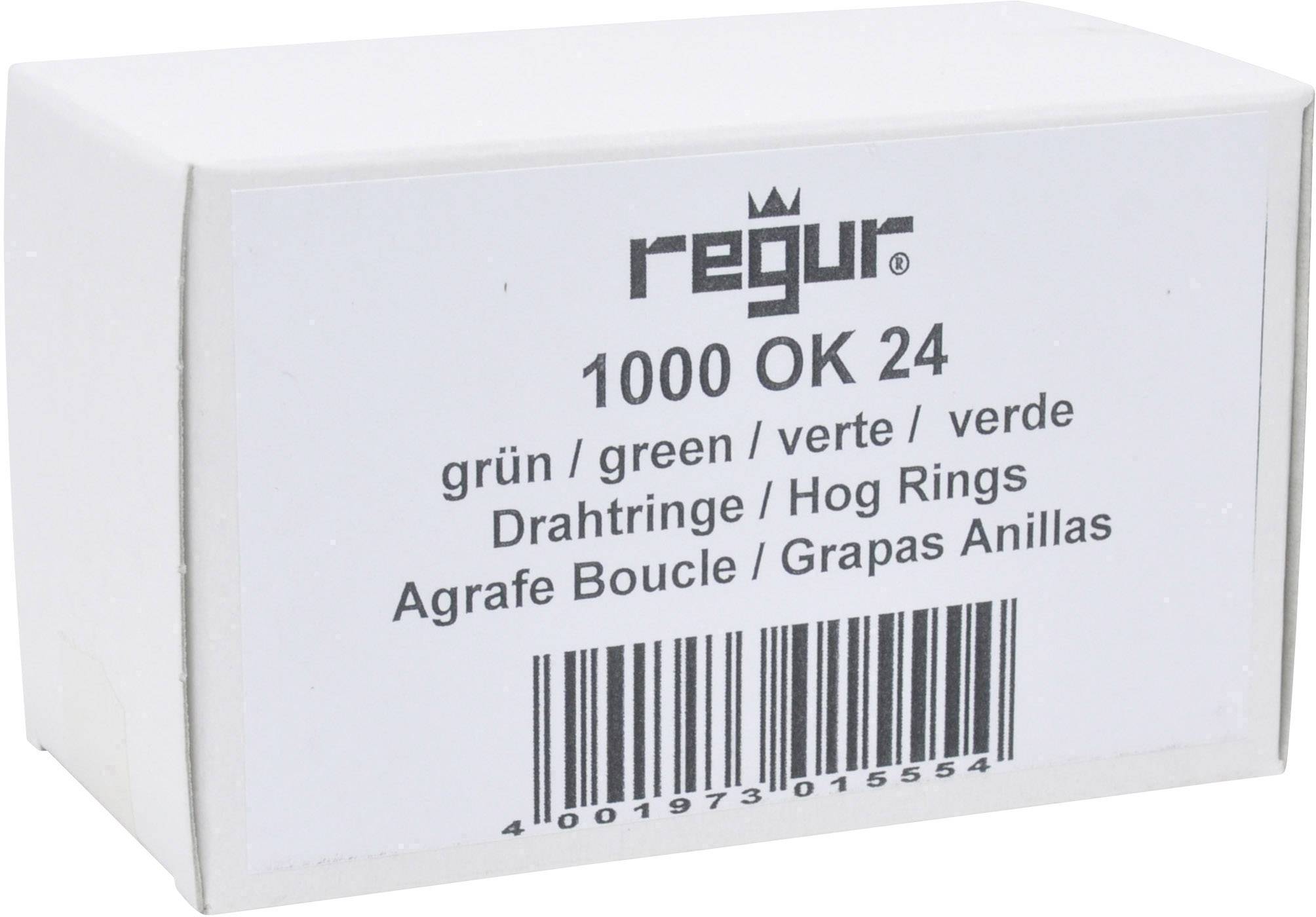Eine weiße Verpackung mit der Aufschrift 'regur 1000 OK 24'. Enthält Drahringe in verschiedenen Sprachen. Barcode unten.