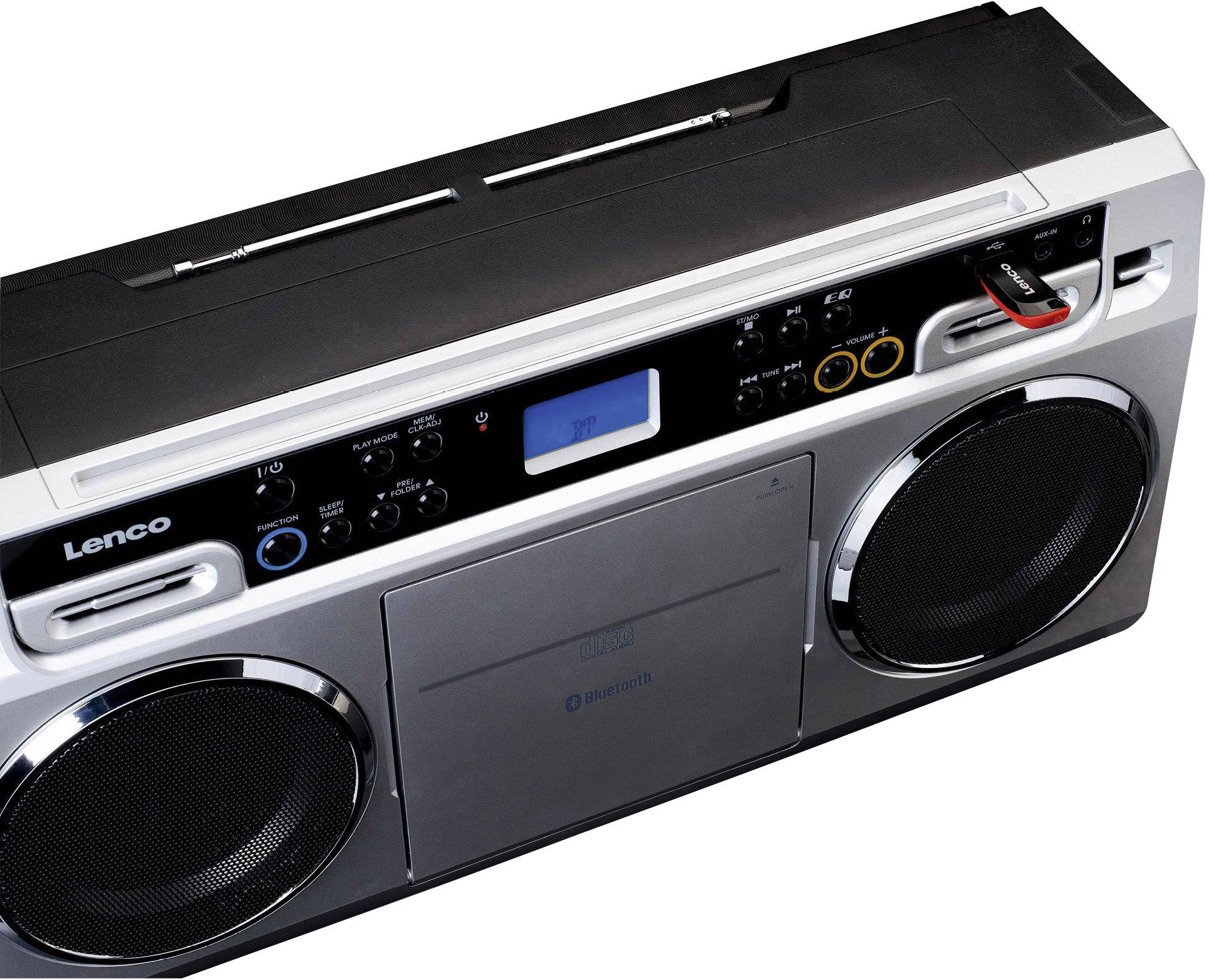 Lenco SCD-580 Ghettoblaster UKW Bluetooth®, CD, USB   Silber