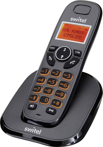 Single DECT Schnurloses Telefon analog Freisprechen Schwarz