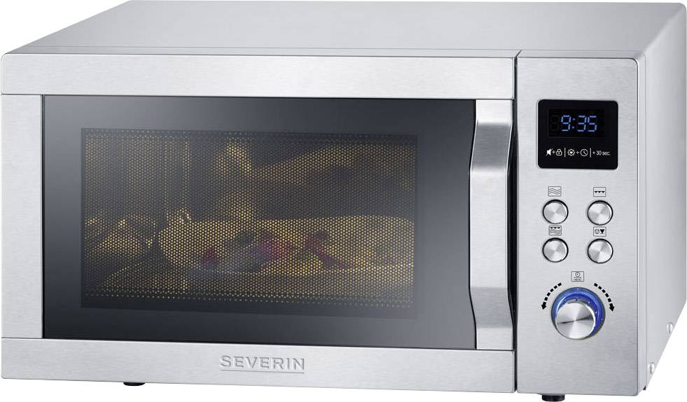 Severin MW 7753 Mikrowelle Edelstahl (gebürstet) 900 W Grillfunktion, Heißluft-Funktion