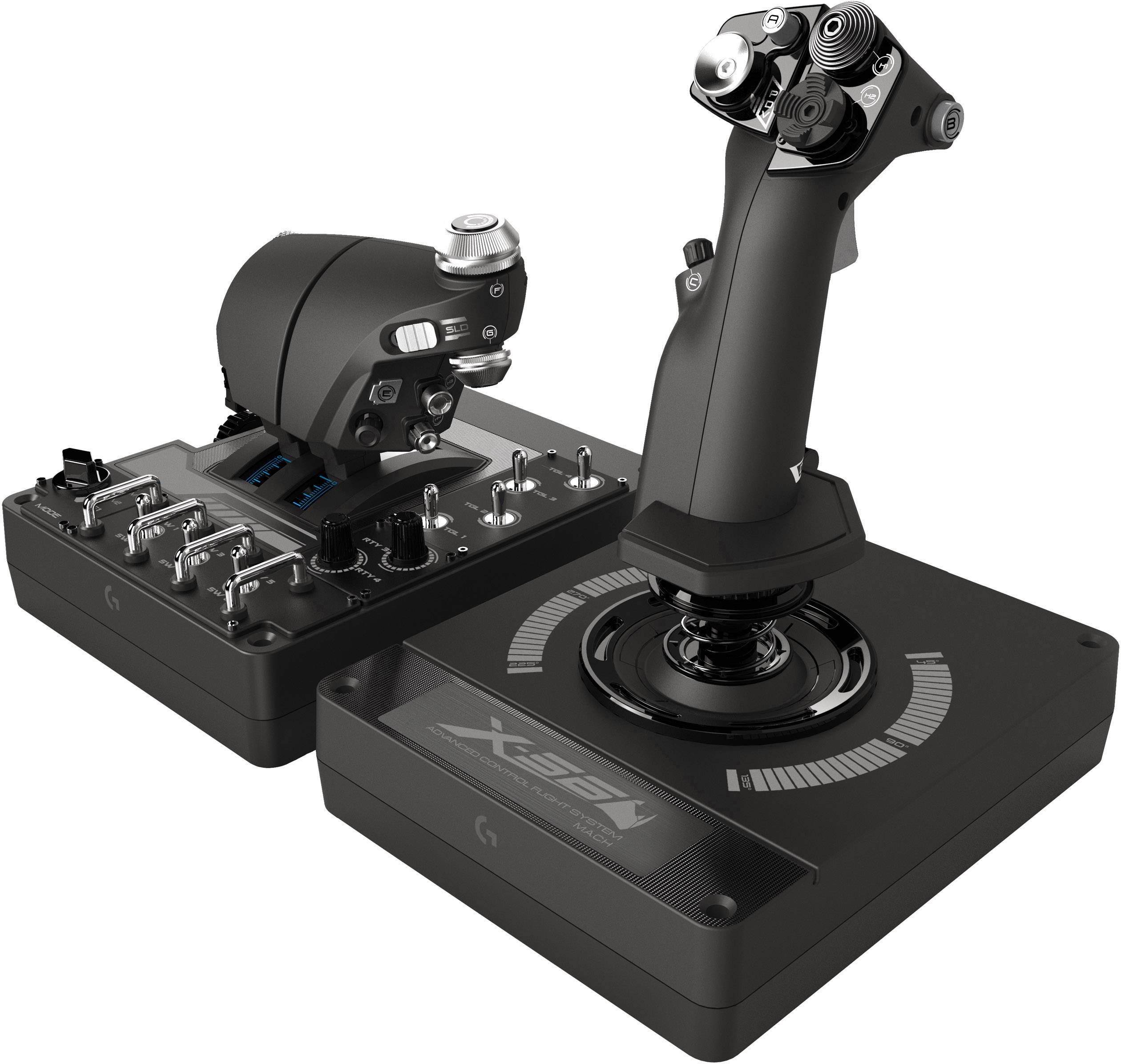 Logitech Gaming Pro Flight X56 Rhino Flugsimulator-Joystick USB PC Schwarz inkl. Schieberegler