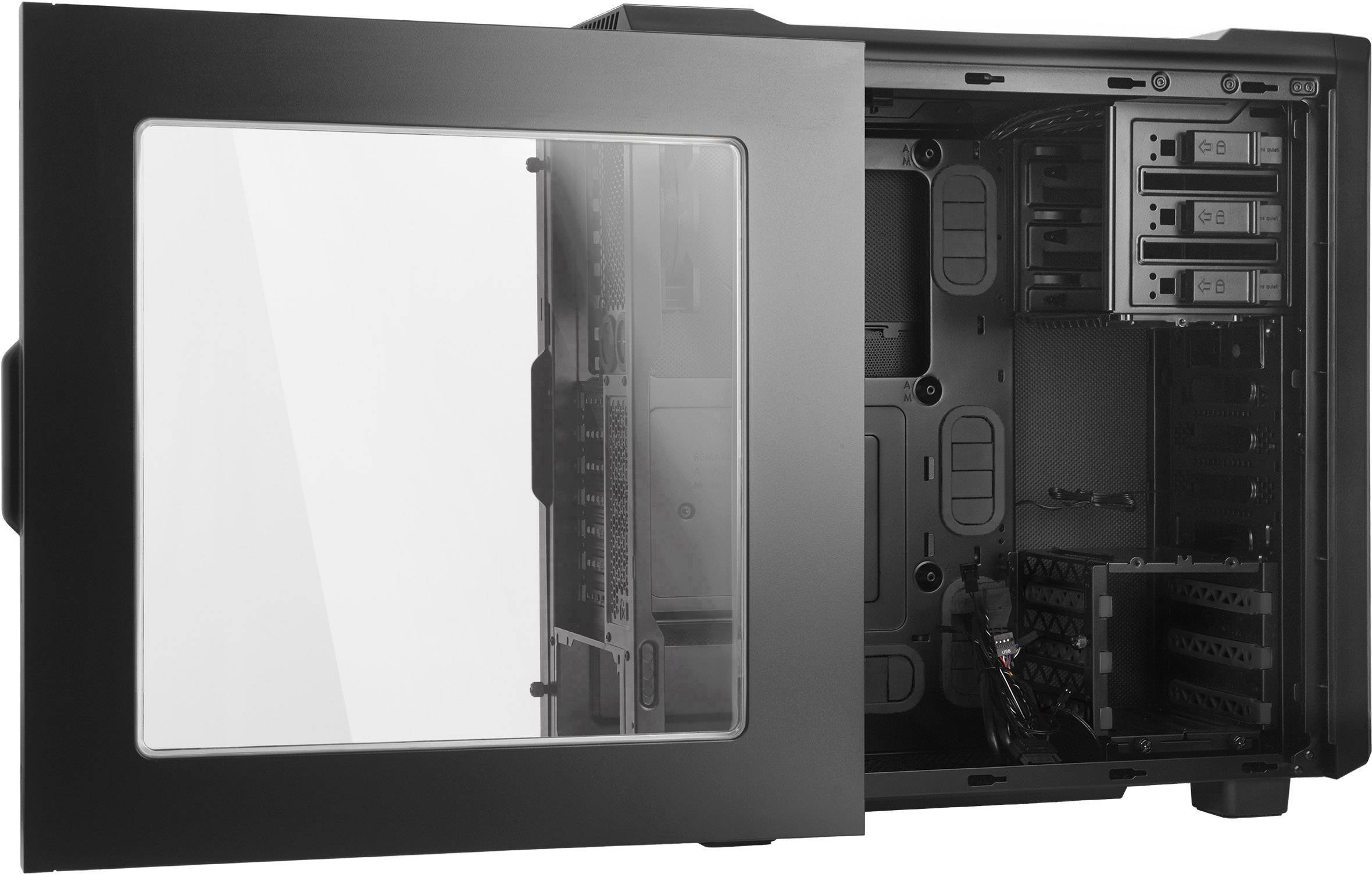 BeQuiet Silent Base 600 Midi-Tower Gaming-Gehäuse Schwarz 2 vorinstallierte Lüfter, Seitenfenster, Werkzeugfreie