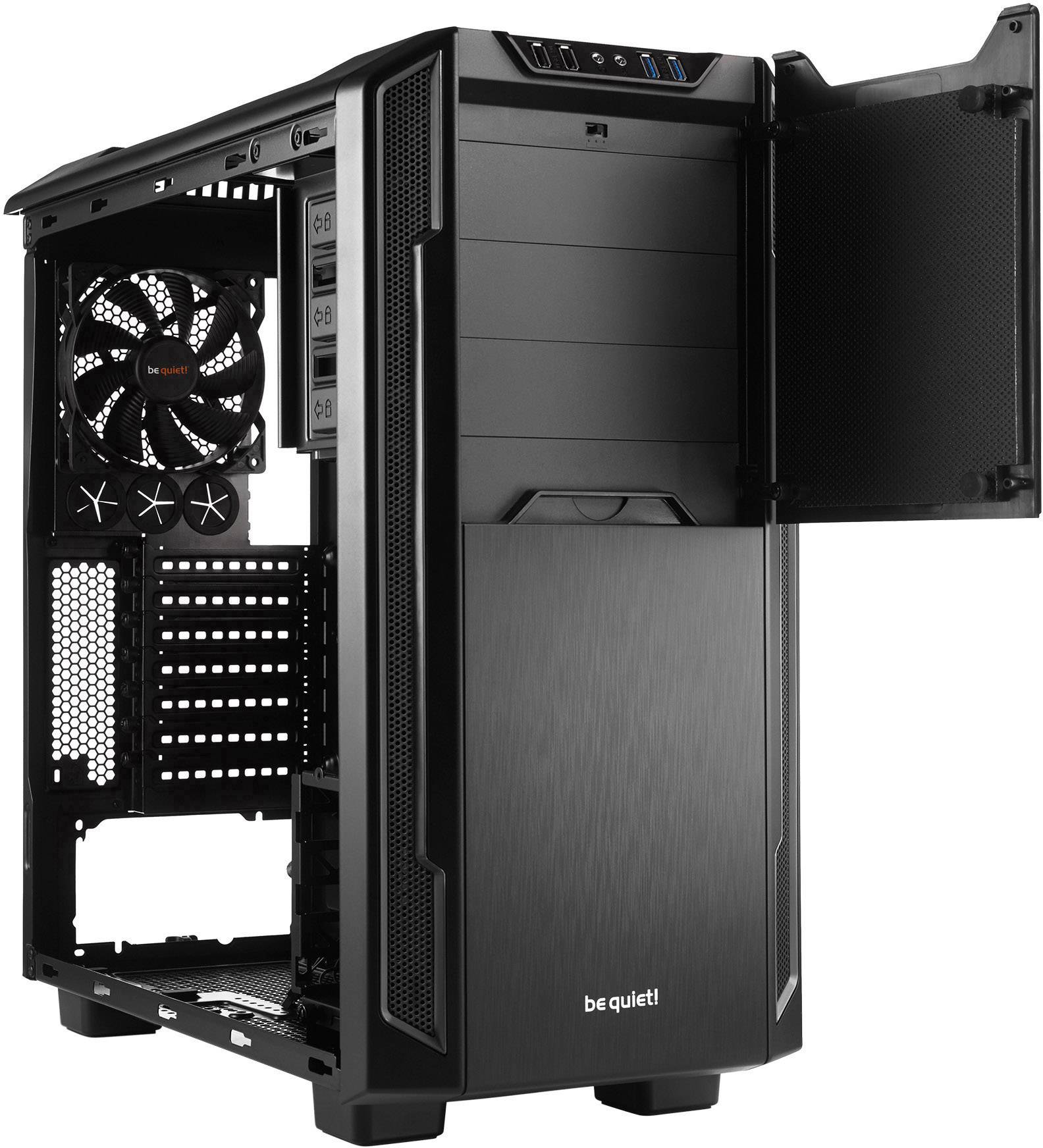 BeQuiet Silent Base 600 Midi-Tower Gaming-Gehäuse Schwarz 2 vorinstallierte Lüfter, Seitenfenster, Werkzeugfreie