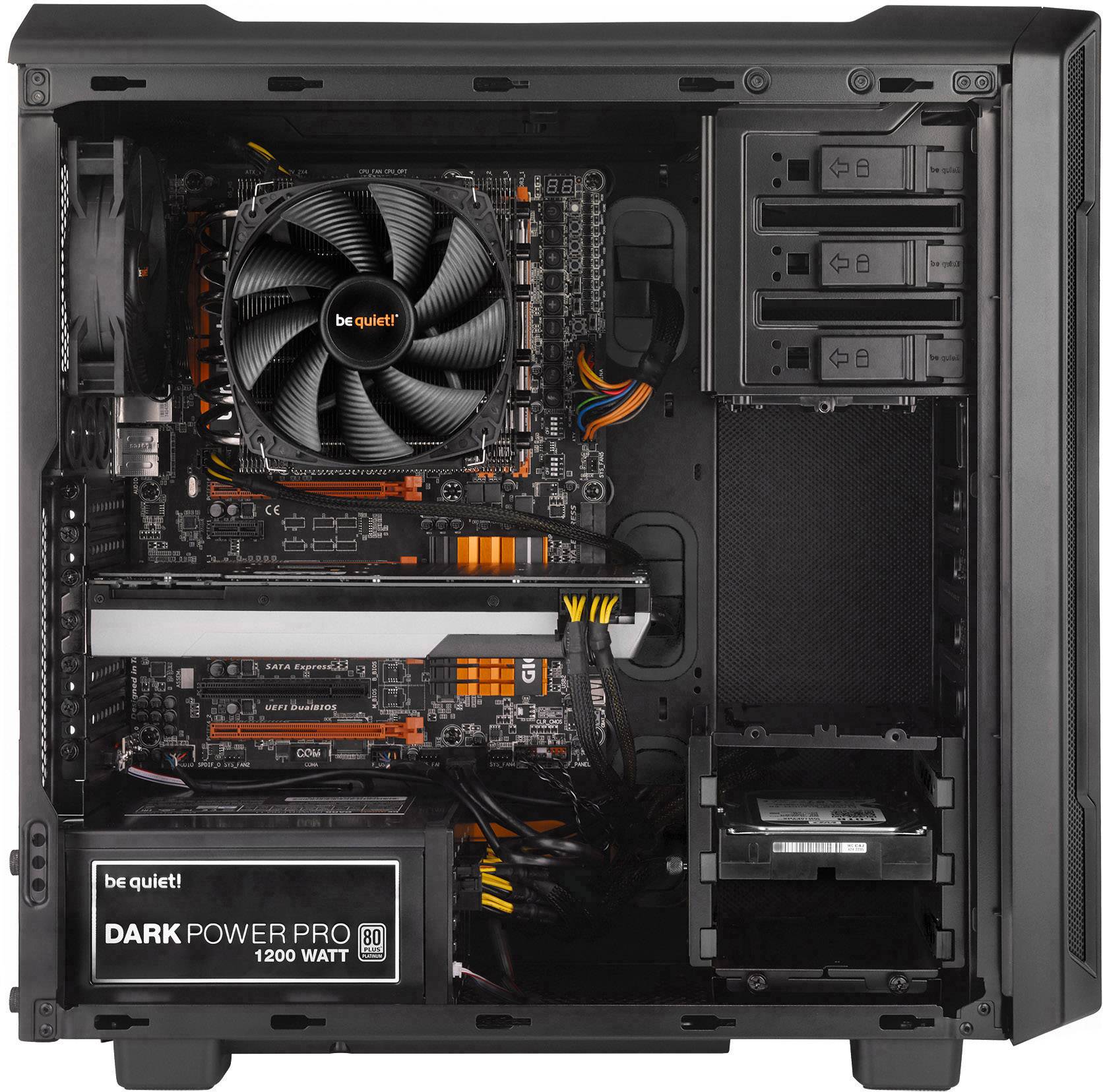 BeQuiet Silent Base 600 Midi-Tower Gaming-Gehäuse Schwarz 2 vorinstallierte Lüfter, Seitenfenster, Werkzeugfreie