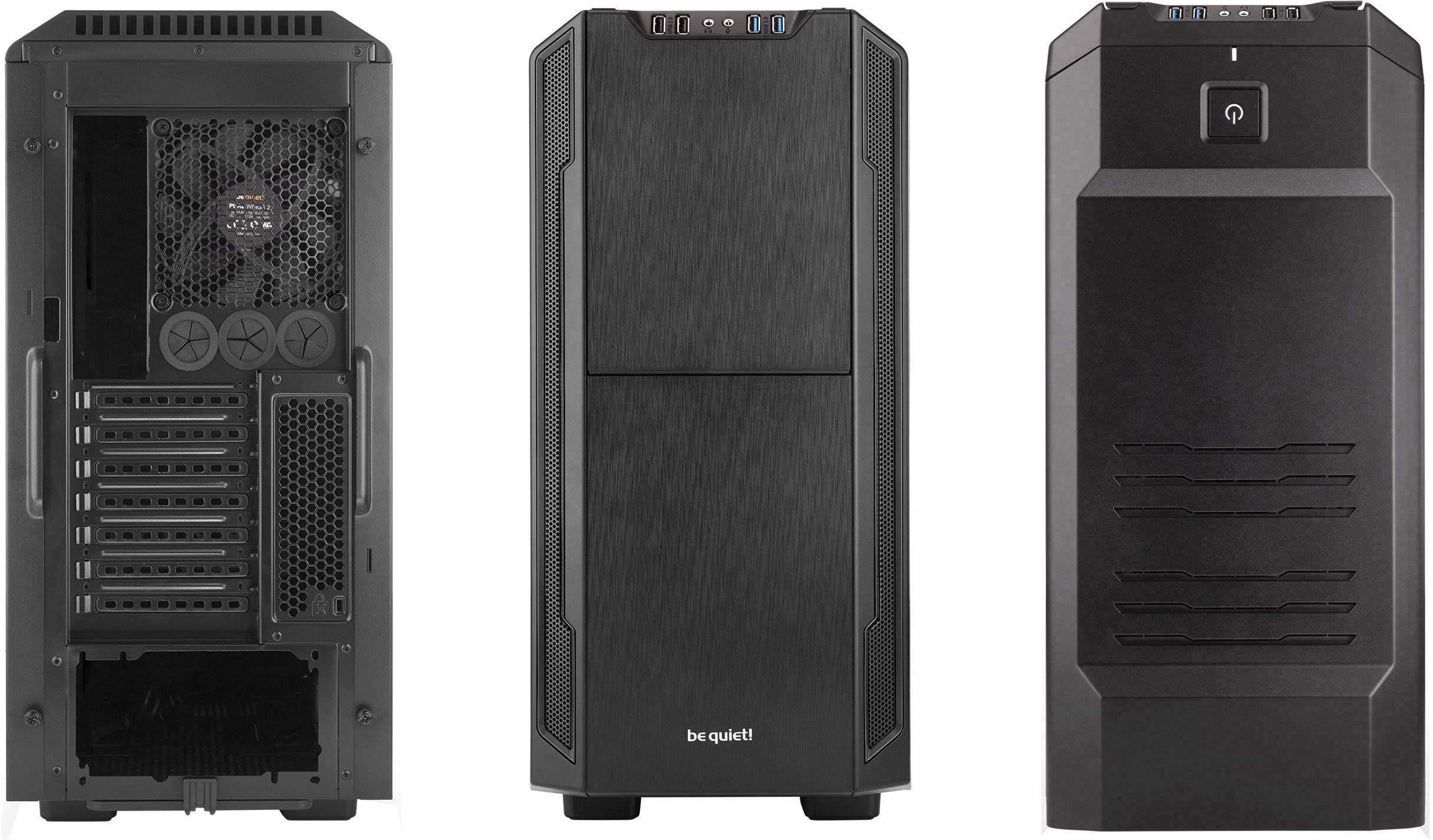 BeQuiet Silent Base 600 Midi-Tower Gaming-Gehäuse Schwarz 2 vorinstallierte Lüfter, Seitenfenster, Werkzeugfreie