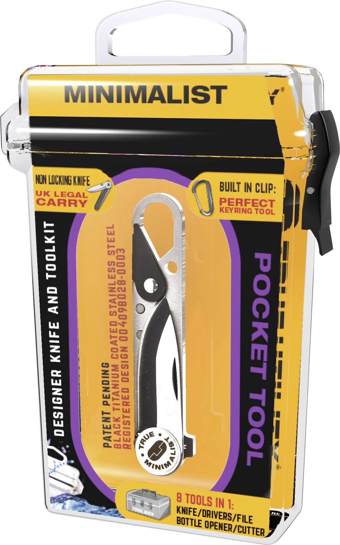 True Utility Minimalist TU208 Multitool Anzahl Funktionen 7 Edelstahl, Schwarz