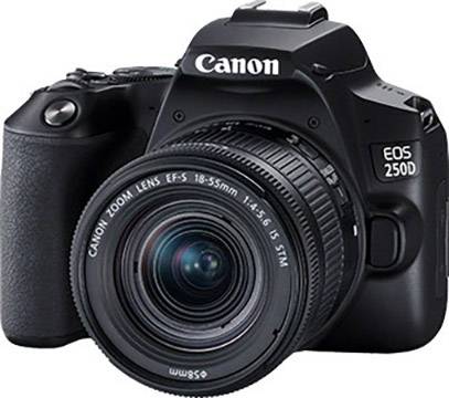 Canon EOS 250 D Digitale Spiegelreflexkamera EF-S 18-55 mm IS 25.80 Megapixel Schwarz 4K-Video, Blu
