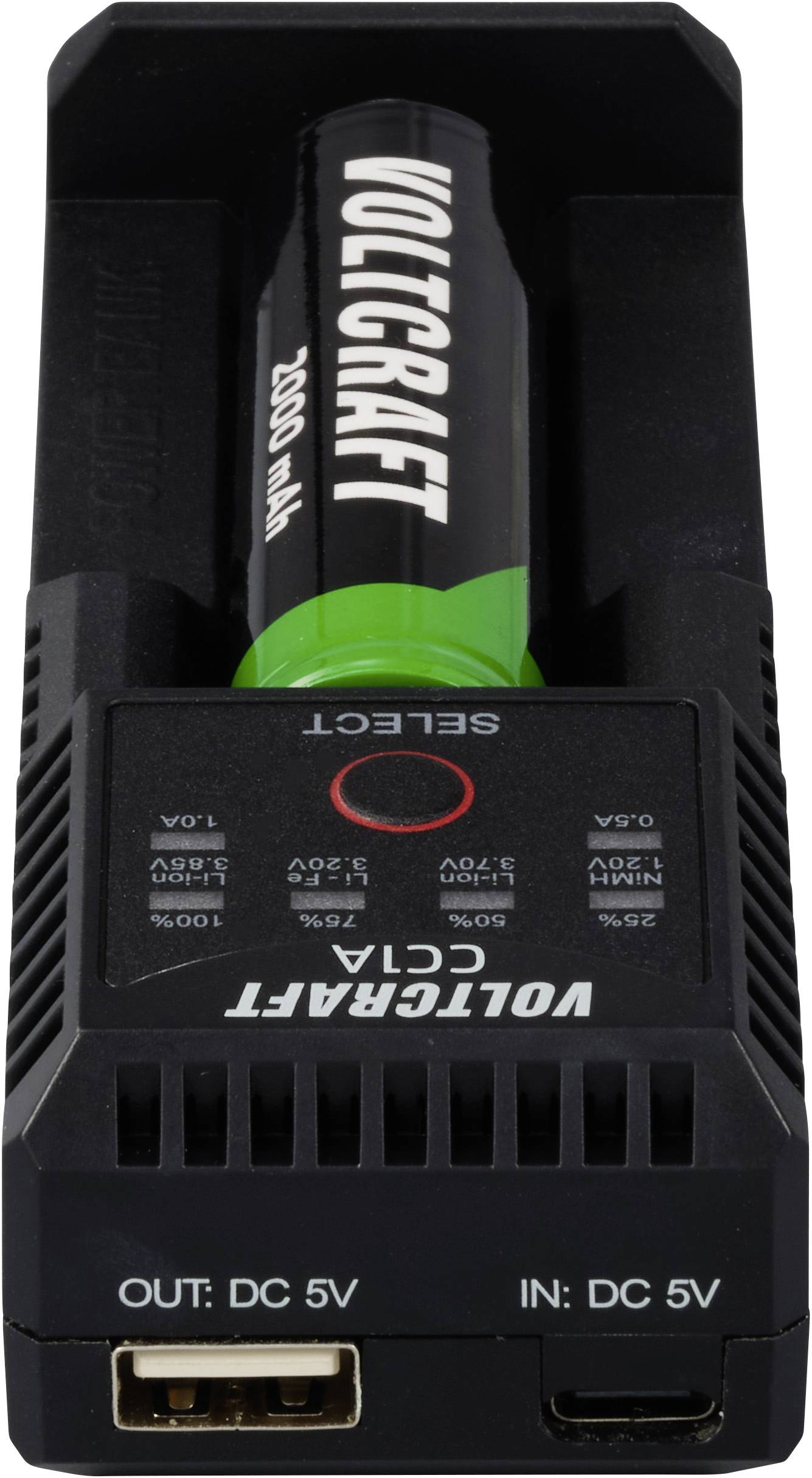 VOLTCRAFT CC1A Rundzellen-Ladegerät NiMH, LiIon, LiFePO, NiCd Mignon (AA), Micro (AAA), Baby (C), 10440, 10500, 12500, 12650