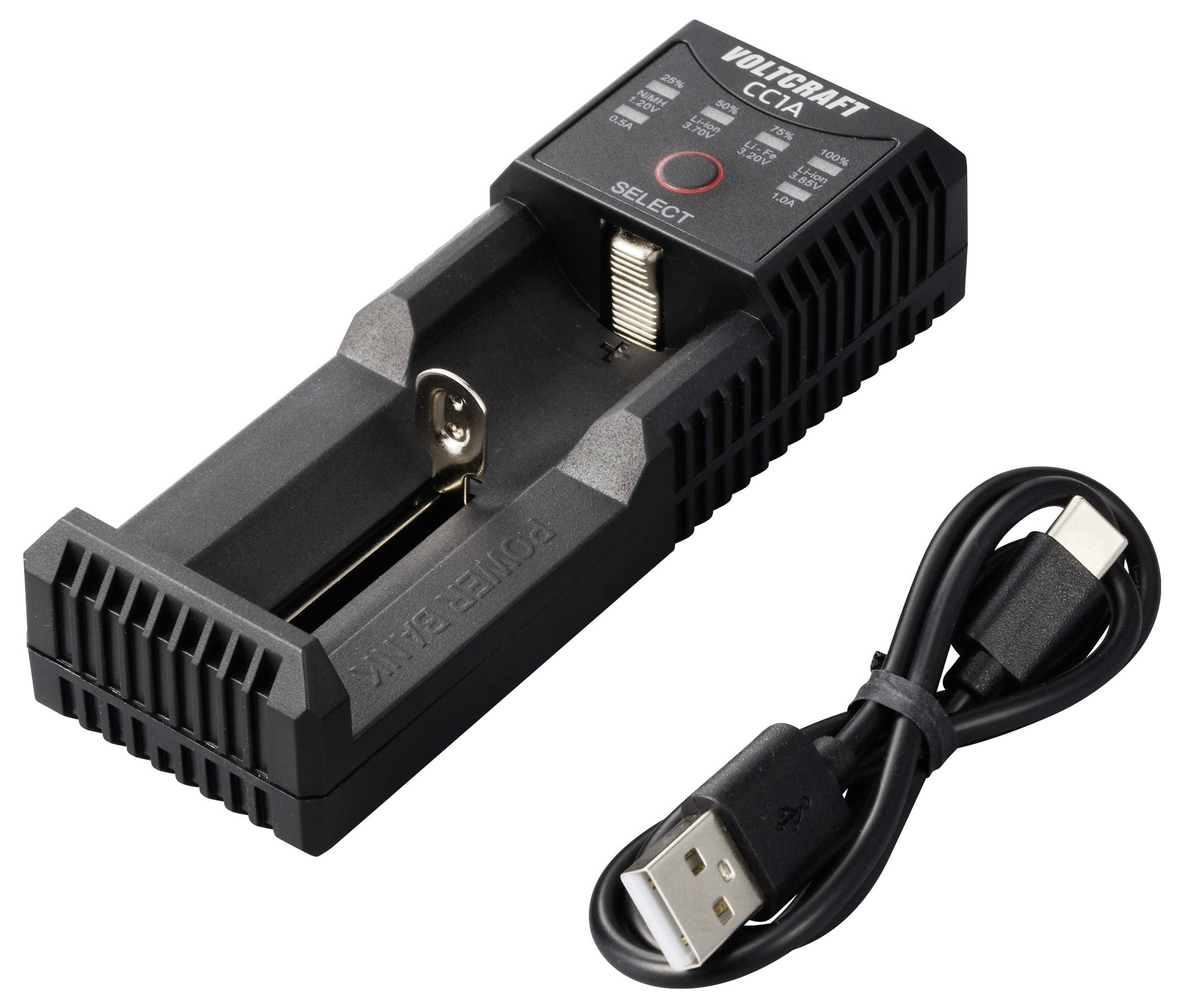 VOLTCRAFT CC1A Rundzellen-Ladegerät NiMH, LiIon, LiFePO, NiCd Mignon (AA), Micro (AAA), Baby (C), 10440, 10500, 12500, 12650