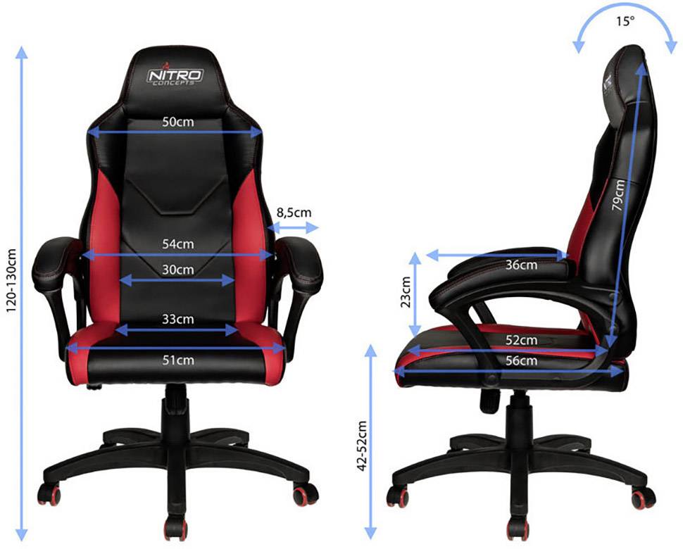 Nitro Concepts C100 Gaming-Stuhl Schwarz, Rot