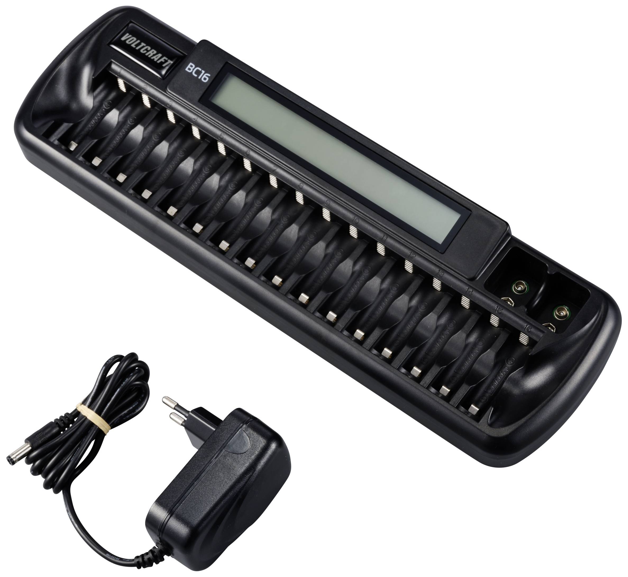VOLTCRAFT BC16 Rundzellen-Ladegerät NiMH, LiIon Mignon (AA), Micro (AAA), 9V Block