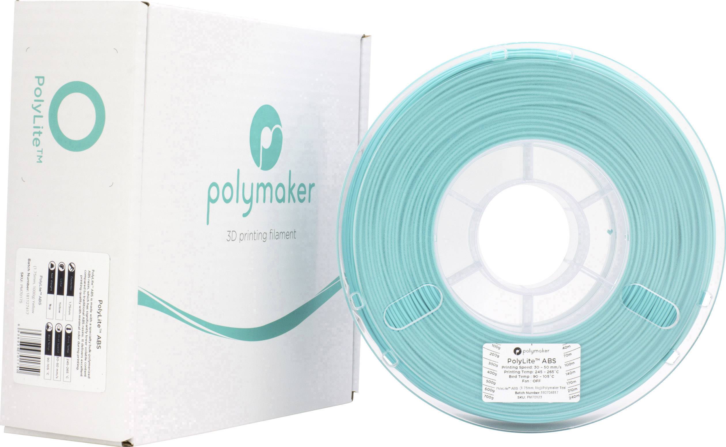 Polymaker 70124 Filament ABS 2.85mm 1kg Blau-Grün PolyLite 1St.