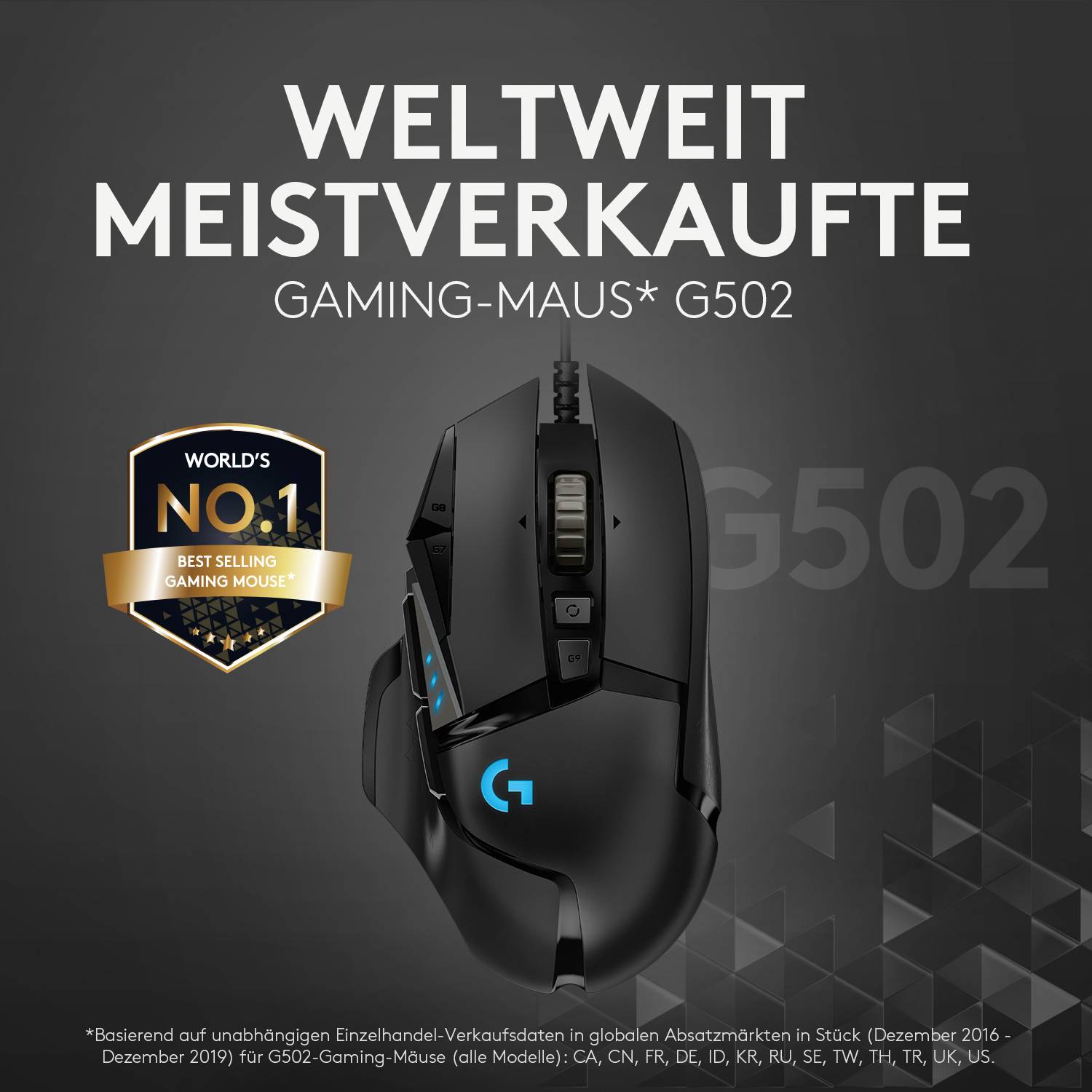Logitech G502 Hero Gaming-Maus USB Optisch Schwarz 11 Tasten 16000 dpi Beleuchtet, Integrierter Profilspeicher, Gewichts-Tuning