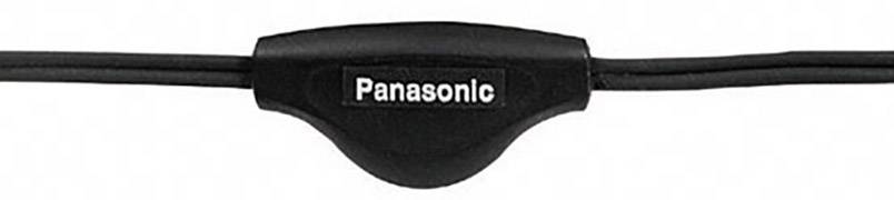 Schwarzes Audiozubehör von Panasonic, möglicherweise ein Kabel mit integriertem Steuerungselement.