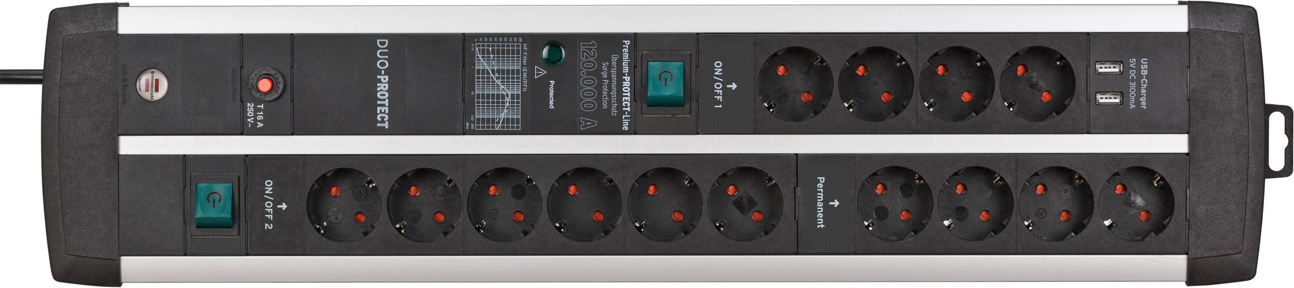 Brennenstuhl 1392000232 Überspannungsschutz-Steckdosenleiste 14fach Schwarz, Silber Schutzkontakt 1 St.