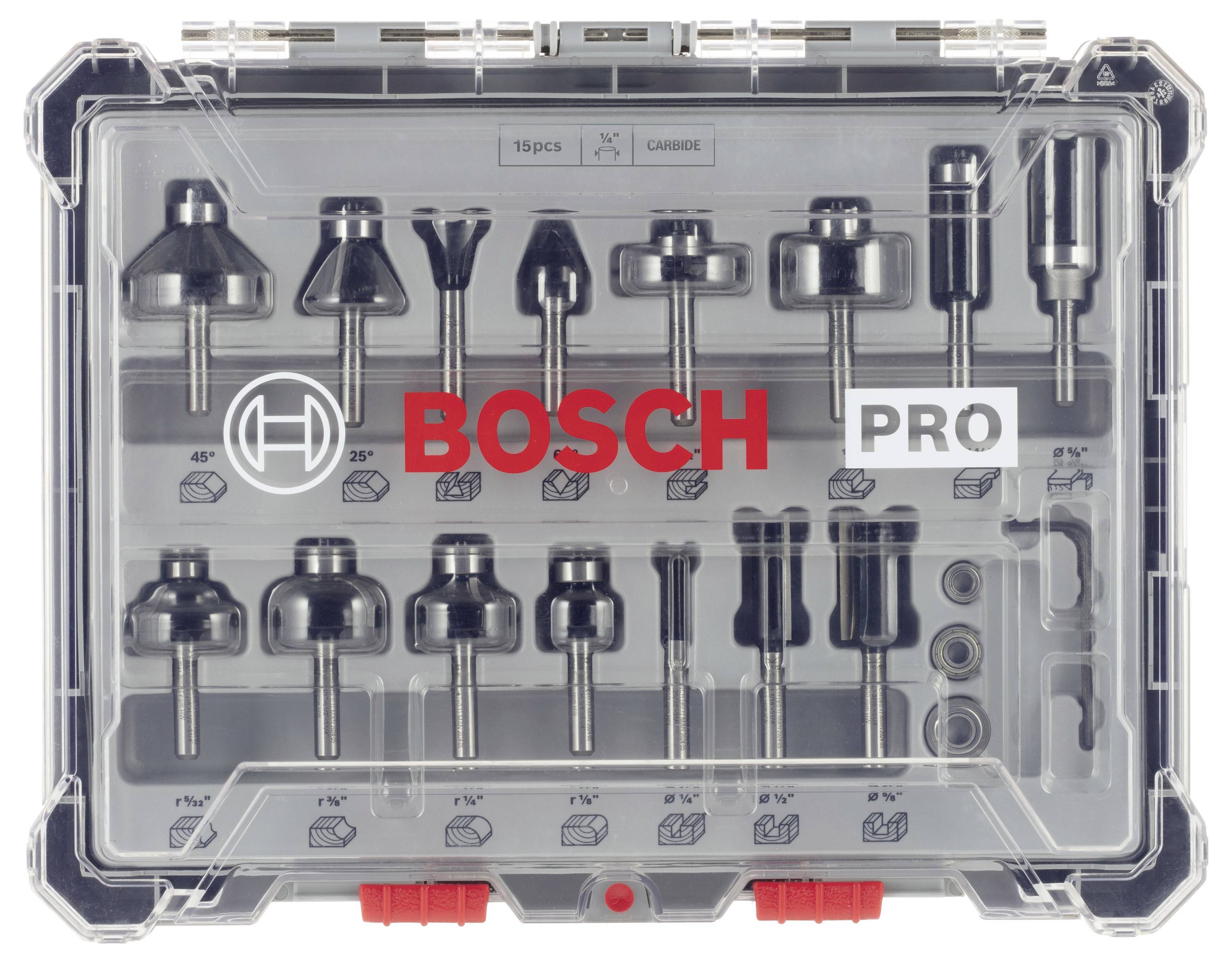 Fräser-Set, 1/4 Zoll-Schaft, 15-teilig Bosch Accessories 2607017473