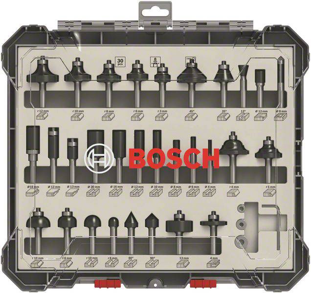 Bosch Accessories Fräser-Set, 8-mm-Schaft, 30-teilig 2607017475