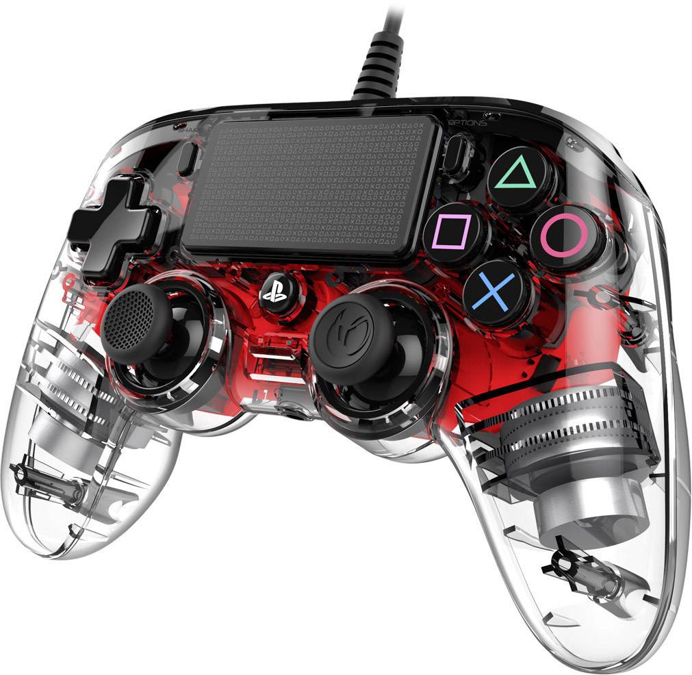 Nacon Compact Light Edition Gamepad PlayStation 4 Rot, Transparent