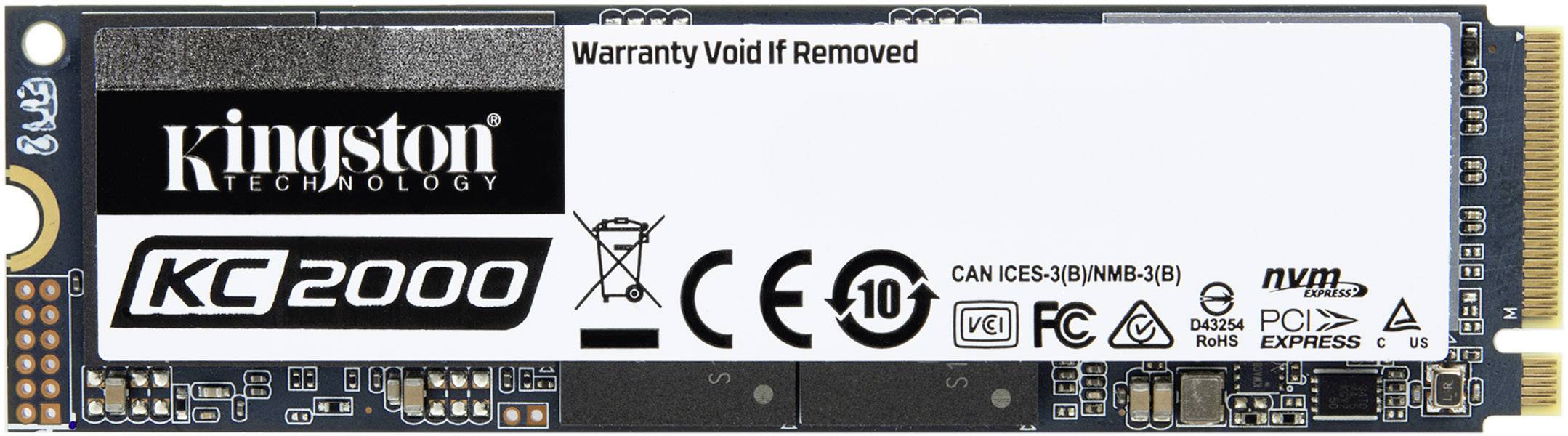 Kingston KC2000 1TB Interne M.2 PCIe NVMe SSD 2280 M.2 NVMe PCIe 3.0 x4 Retail SKC2000M8/1000G