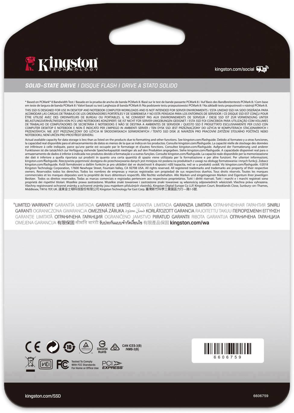 Kingston KC2000 1TB Interne M.2 PCIe NVMe SSD 2280 M.2 NVMe PCIe 3.0 x4 Retail SKC2000M8/1000G