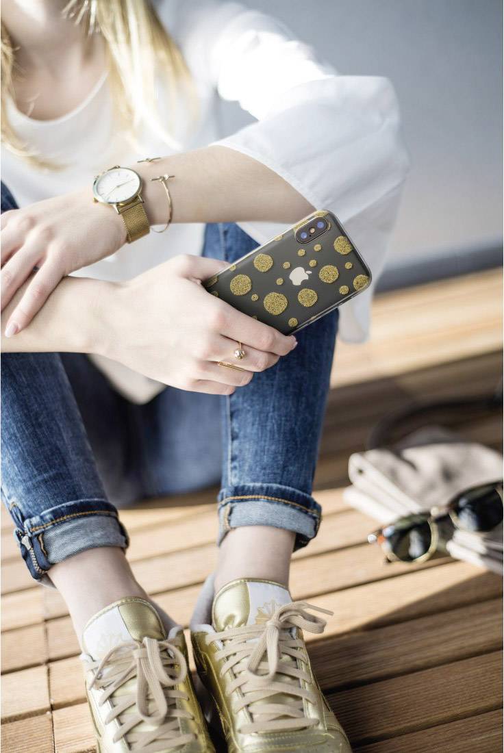 Hama Golden Circles Backcover Samsung Galaxy A8 (2018) Transparent, Gold 00172127