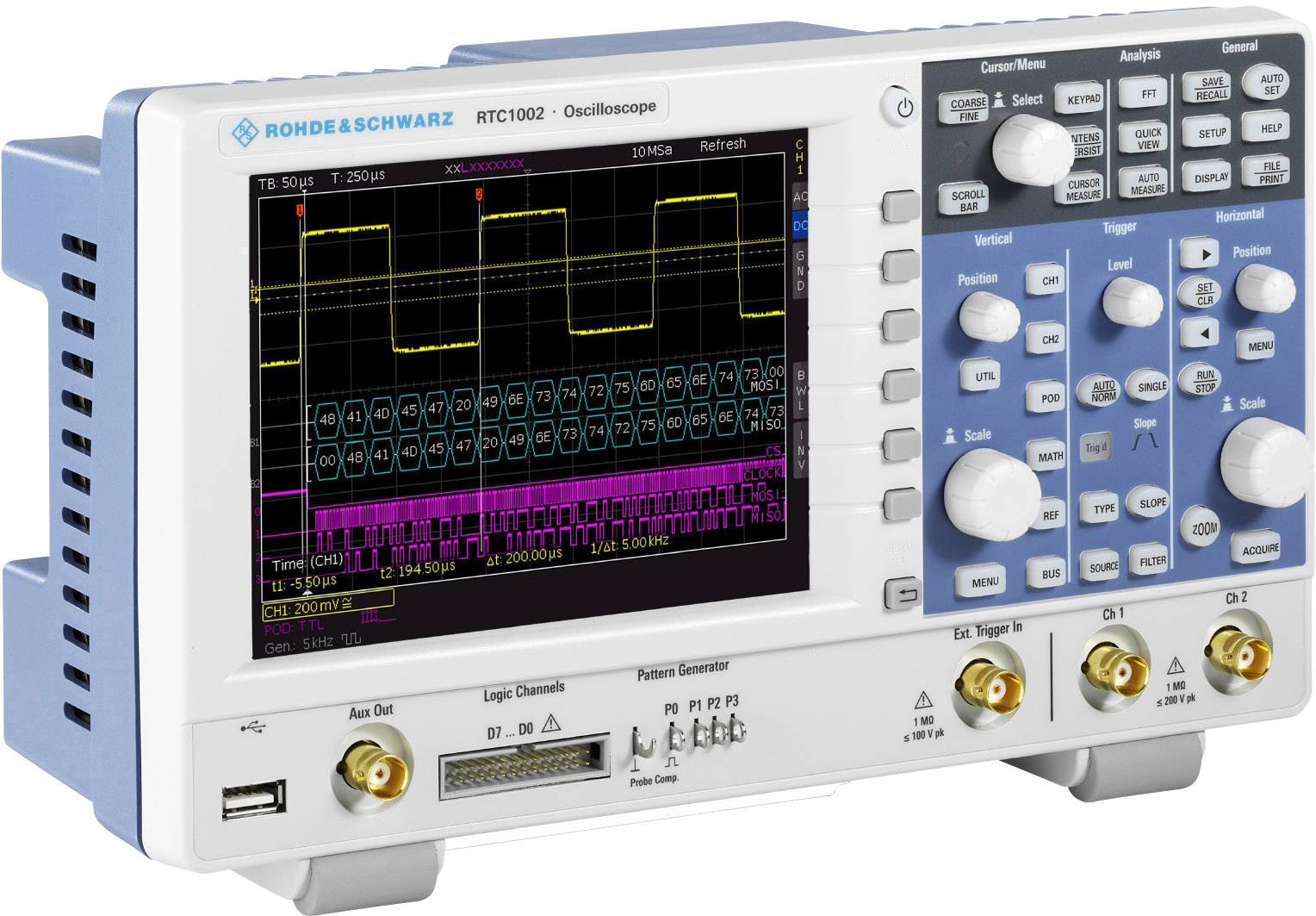 Rohde & Schwarz RTC1K-102M Digital-Oszilloskop 100MHz 2 GSa/s 2 Mpts 8 Bit Mixed-Signal (MSO) 1St.