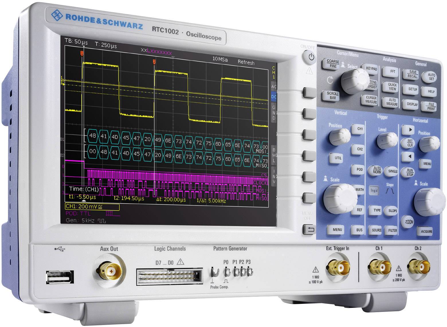 Rohde & Schwarz RTC1K-202M Digital-Oszilloskop 200MHz 2 GSa/s 2 Mpts 8 Bit Mixed-Signal (MSO) 1St.