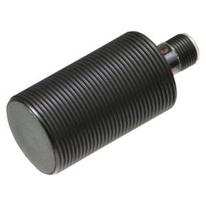 Zylindrischer Stoßdämpfer mit gerippter Oberfläche und Metallkopf, dient zur Dämpfung von Bewegungen in mechanischen Systemen.