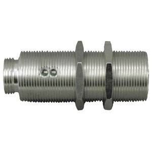 Metallzylinder mit Gewinde und zwei Muttern, seitliche Öffnung.