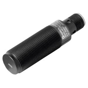Zylindrischer Sensor in schwarz mit Beschriftung auf der Außenseite.