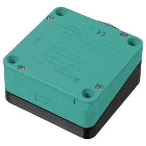 Rechteckiger, türkisfarbener elektrischer Sensor mit vier Schrauben an den Ecken, gefertigt von einem Elektrogerätehersteller.