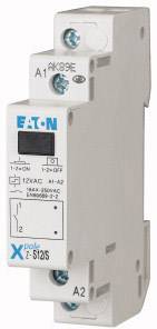 Elektrisches Relais von Eaton, Modell Xpole S10S, 2-polig mit 12VAC Spulenspannung und 10A max. Stromstärke.