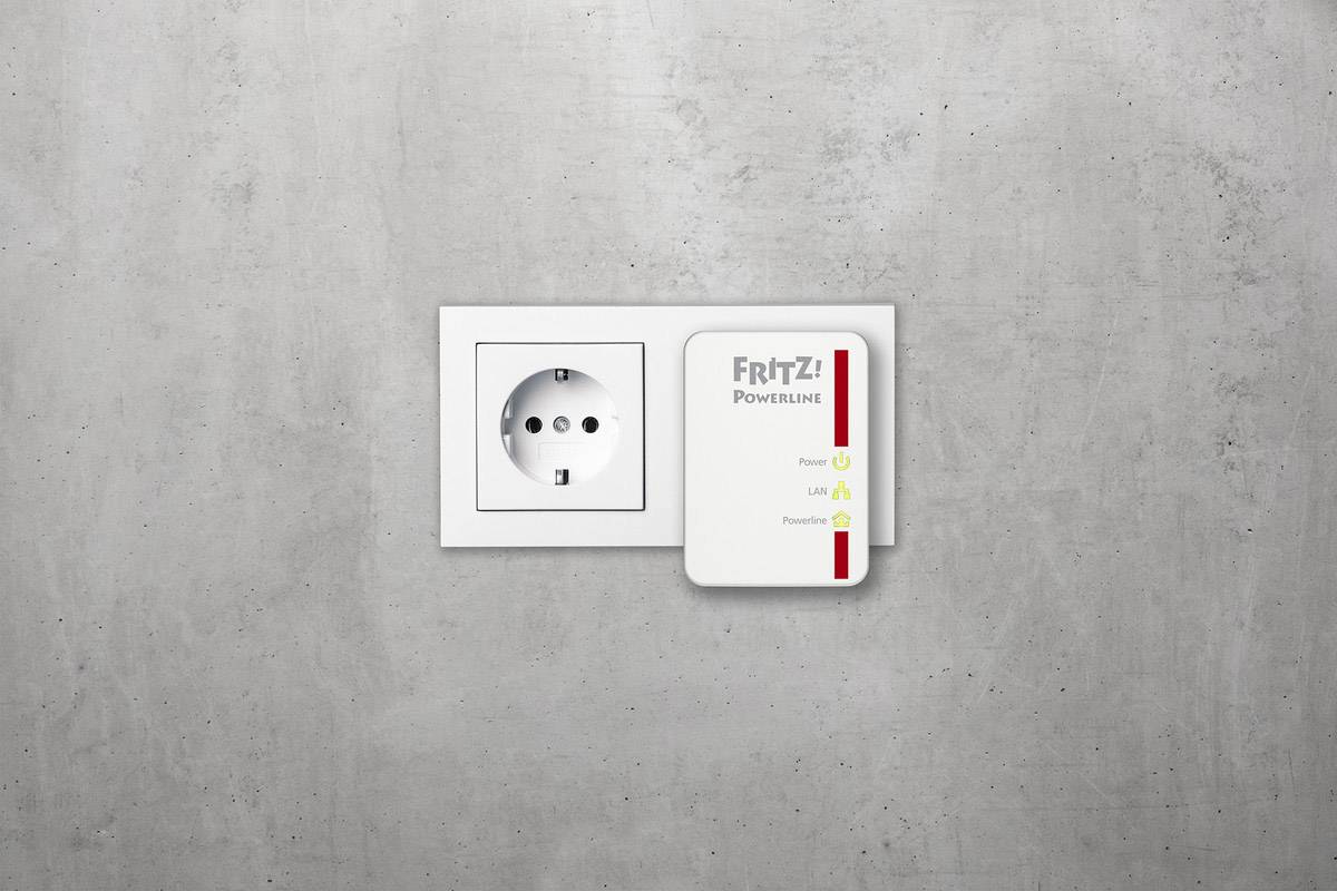 AVM FRITZ!Powerline 510E - Powerline Adapterkit - HomePlug AV (HPAV) - an Wandsteckdose anschließbar (Packung mit 2)