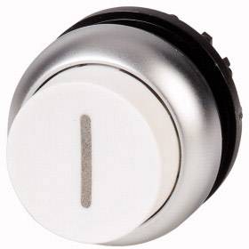 Ein silberner runder Drehschalter mit einer vertikalen Linie in der Mitte, vermutlich zur Steuerung eines Geräts oder einer Funktion.